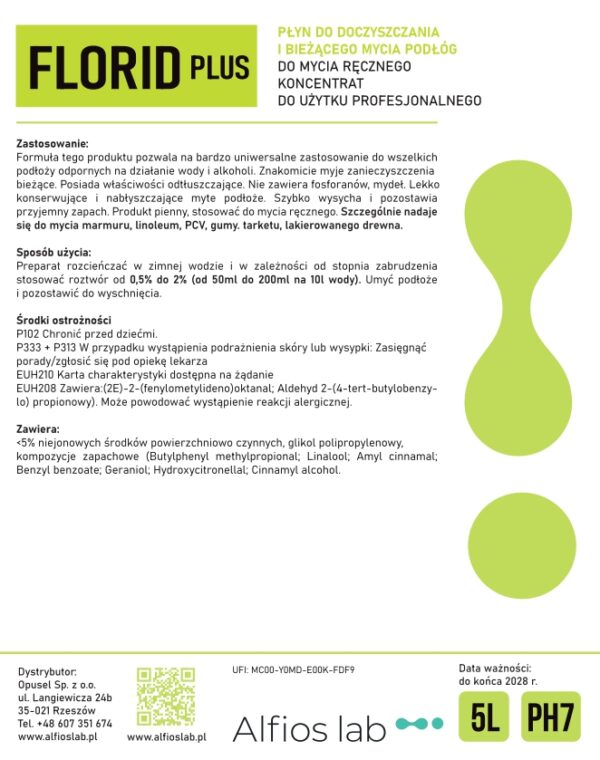 FLORID PLUS 5L - płyn do mycia podłóg naturalnych i sztucznych - obrazek 3