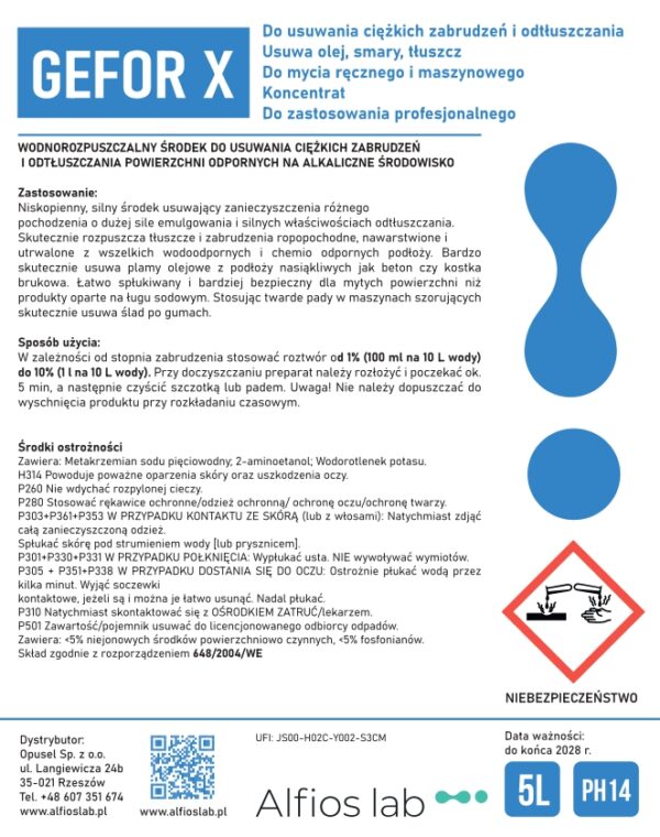 GEFOR X 5L - do usuwania ciężkich zabrudzeń i odtłuszczania - obrazek 3