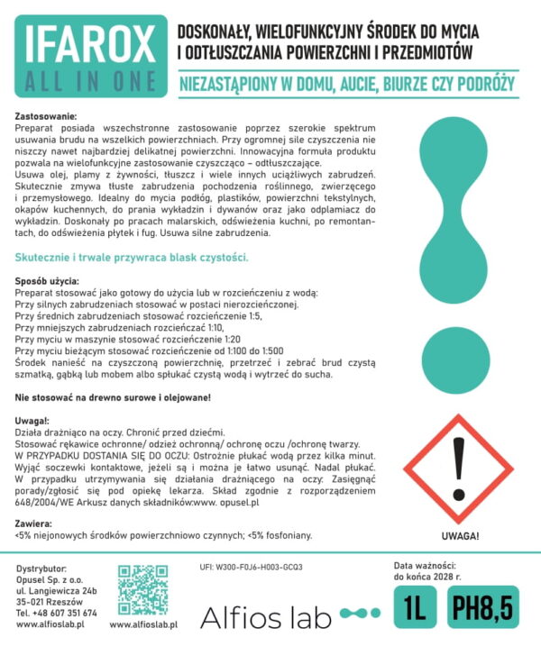 IFAROX 1L - środek czyszcząco-odtłuszczający uniwersalny - obrazek 2