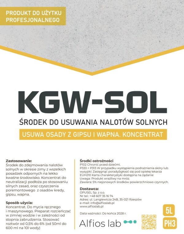 KGW-SOL 5L - do usuwania nalotów solnych, osadów z gipsu i wapna - obrazek 3