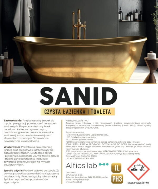 SANID 1L - gotowy preparat do bieżącego mycia sanitariatów - obrazek 2