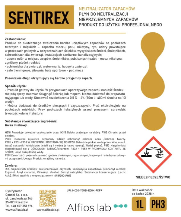 SENTIREX 1L - do usuwania nieprzyjemnych i uciążliwych zapachów - obrazek 2