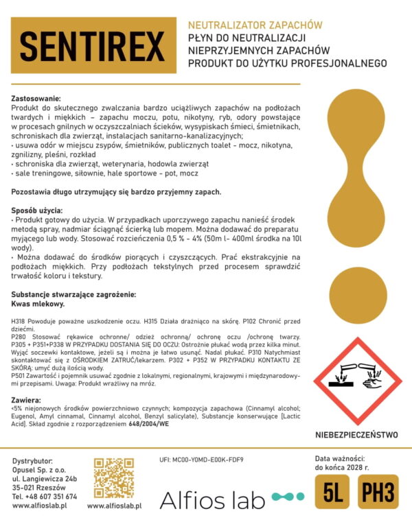 SENTIREX 5L - do usuwania nieprzyjemnych i uciążliwych zapachów - obrazek 3
