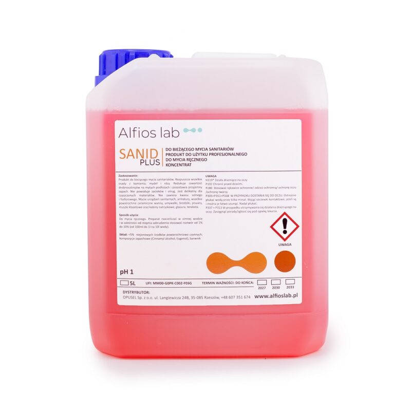 sanid plus 5l profesjonalny płyn do mycia łazienek