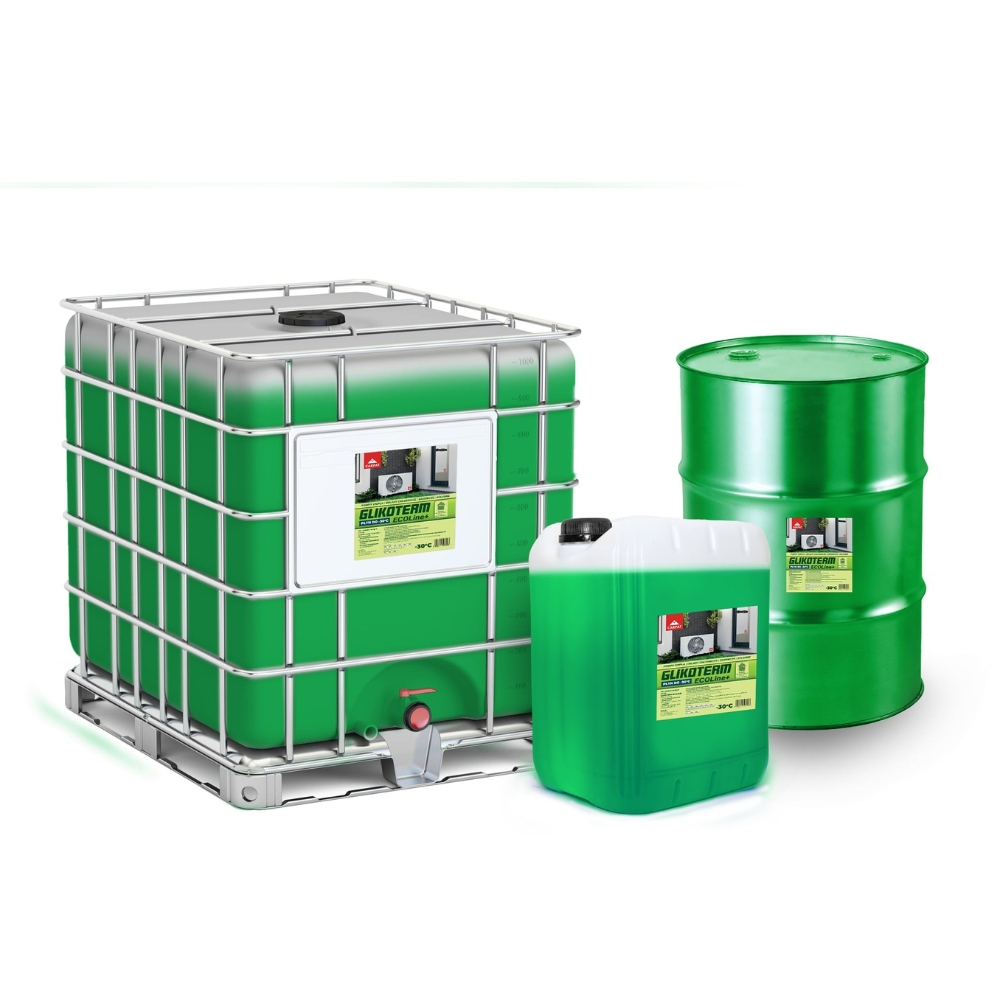 płyn niezamarzający ecoline w karnistrze i w beczce