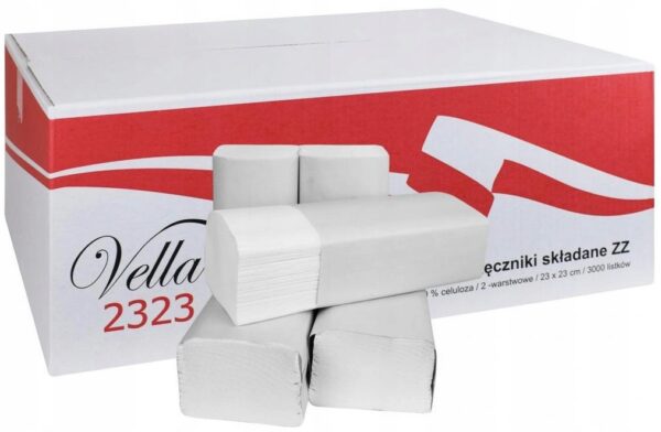 Ręcznik papierowy składany ZZ (V) VELLA 2w 3000 listków biały do podajników