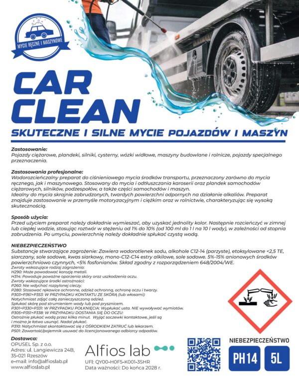 CAR CLEAN 5L - Środek do ciśnieniowego mycia środków transportu - obrazek 3