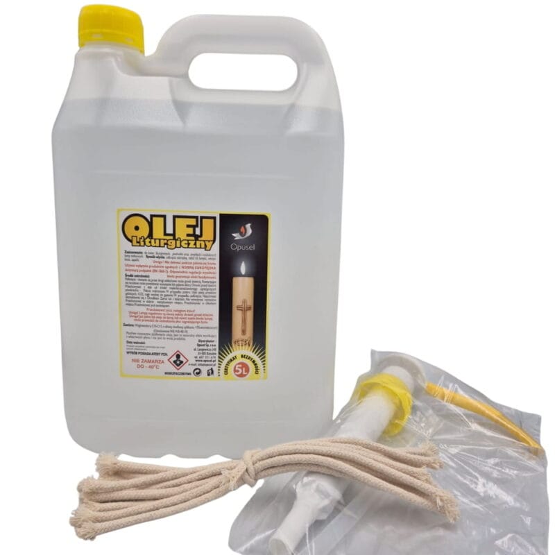 zestaw z olejem liturgicznymi 5l z pompką ręczną i knotami