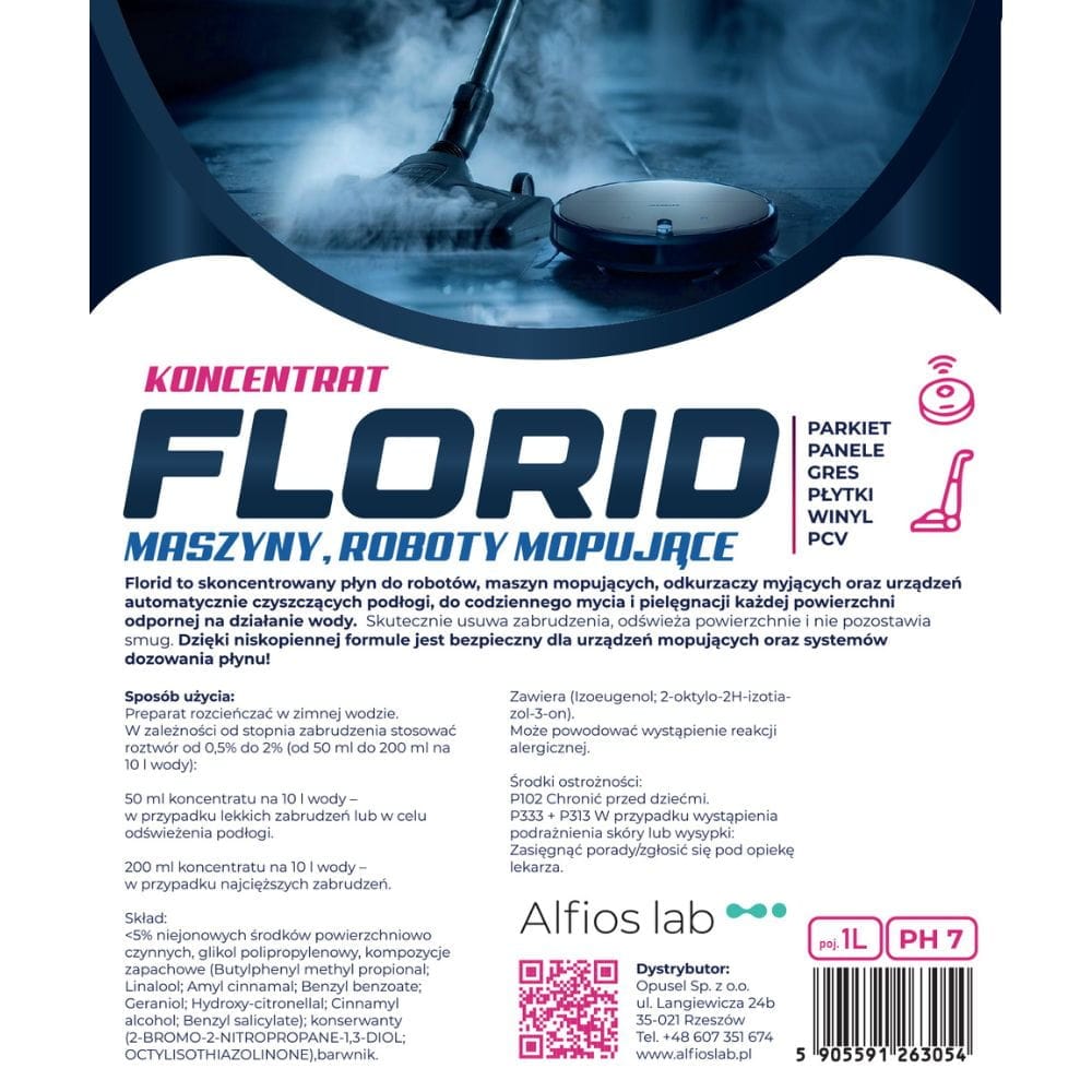 etykieta produktu koncentrat florid robot clean pro